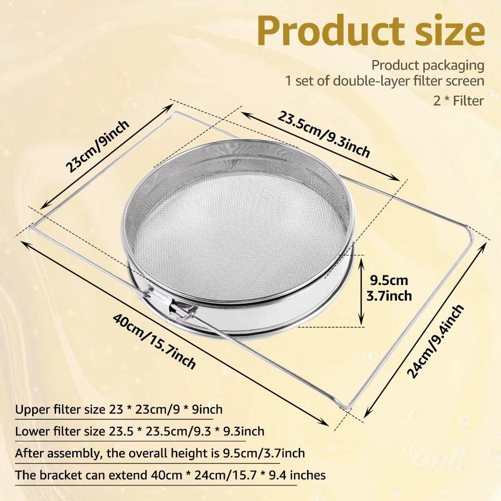 Stainless Steel Honey Extractor Adjustable Bracket Beekeeping Tools Honey Strainer Double-layer Mesh Sieve Garden Supplies