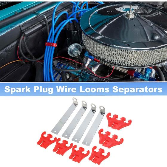 Spark Plug Wire Looms Separators for Chevy for Ford 7/8/9mm Ignition Wire Separator Holder for Chevrolet Red