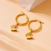 Gold Plated Stainless Steel Frosted Butterfly Hoop Earrings for Women