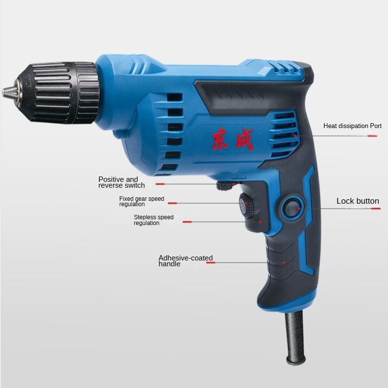 DongCheng Hand Drill J1Z-FF05-10B Pistol Drill 600W Forward and Reverse Adjustable Speed Power Tool