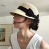 Grass Woven Shading Cap Bow Shaped Sun Hat Elegant Duckbill Hat  Summer