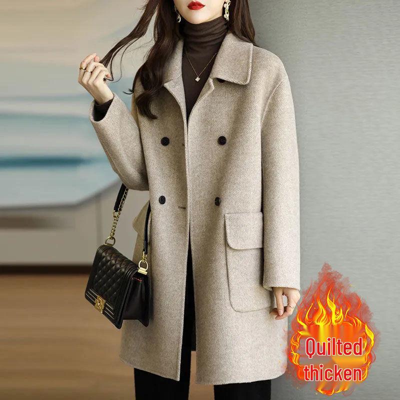 Women's Plus Size Slimming Wool Coat - Autumn/Winter 2022 Korean Style Mid-Length