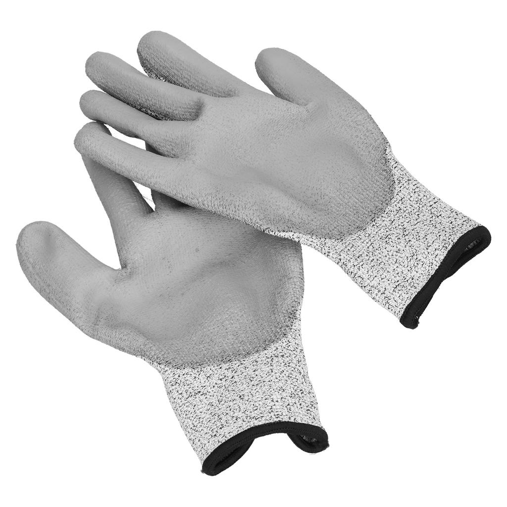 2 Pair Gray Cut Resistant Gloves Level 5 Protection HPPE Dipped Gloves for Gardening Outdoor