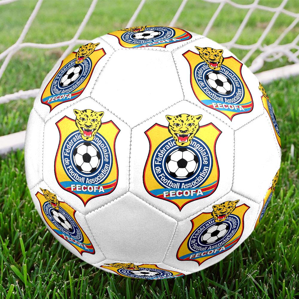 Congo DR national football logo Size 5 Soccer Ball, Machine-Stitched PVC, Durable & High Bounce, All Ages Fit, fan merchandise, matches & outdoor use.