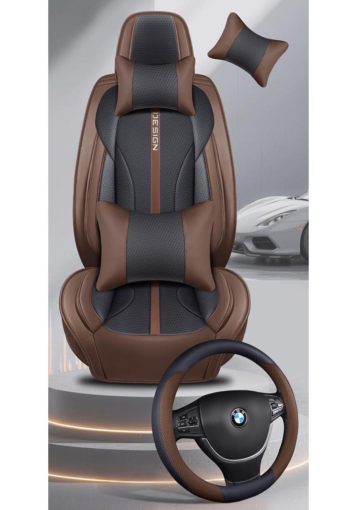 All-Season Napa Leather Seat Cushion Cover for Five-Seater Cars, SUVs & Off-Road Vehicles