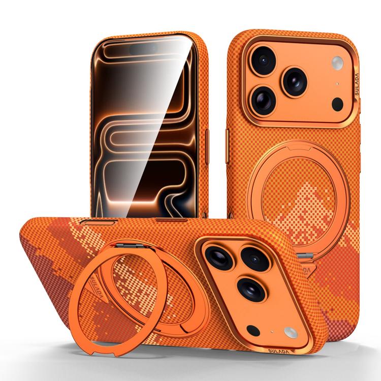 SULADA Kevlar Pixel Grid Texture Rotation Magnetic Holder Phone Case