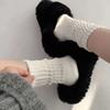 Women Y2k Knitted Long Socks Girls Casual Black White Solid Loose Crochet Middle Tube Lolita Sox Cotton Boot Cuffs Ruffles Socks