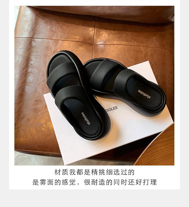 

Su Yinyin has the same style, cloud bubbles~ genuine leather double belt bread casual thick bottom heightening slippers women s sandals summer models 40