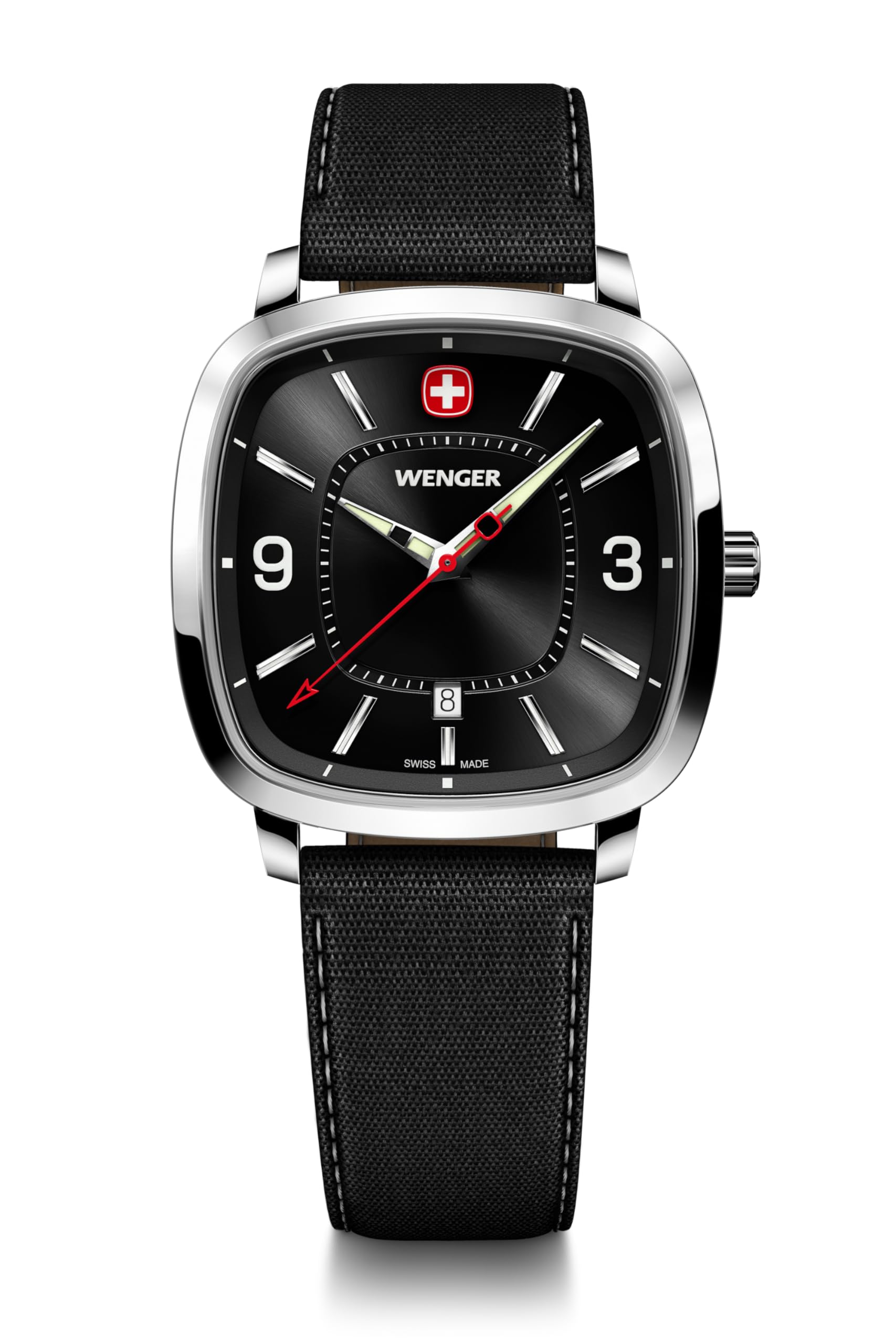 

WENGER VINTAGE SPORT Watch Stainless Steel Case Black Dial Black Recycled Strap Quartz 50m Water Resistant Gift Analog Men s (316L) [01.1921.107]