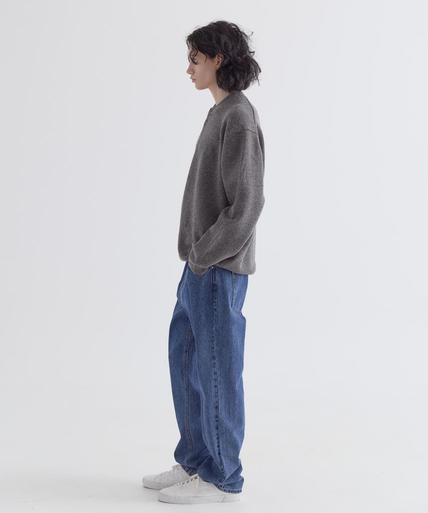 EZIO Henley Neck Wool Blend Knitwear_Charcoal