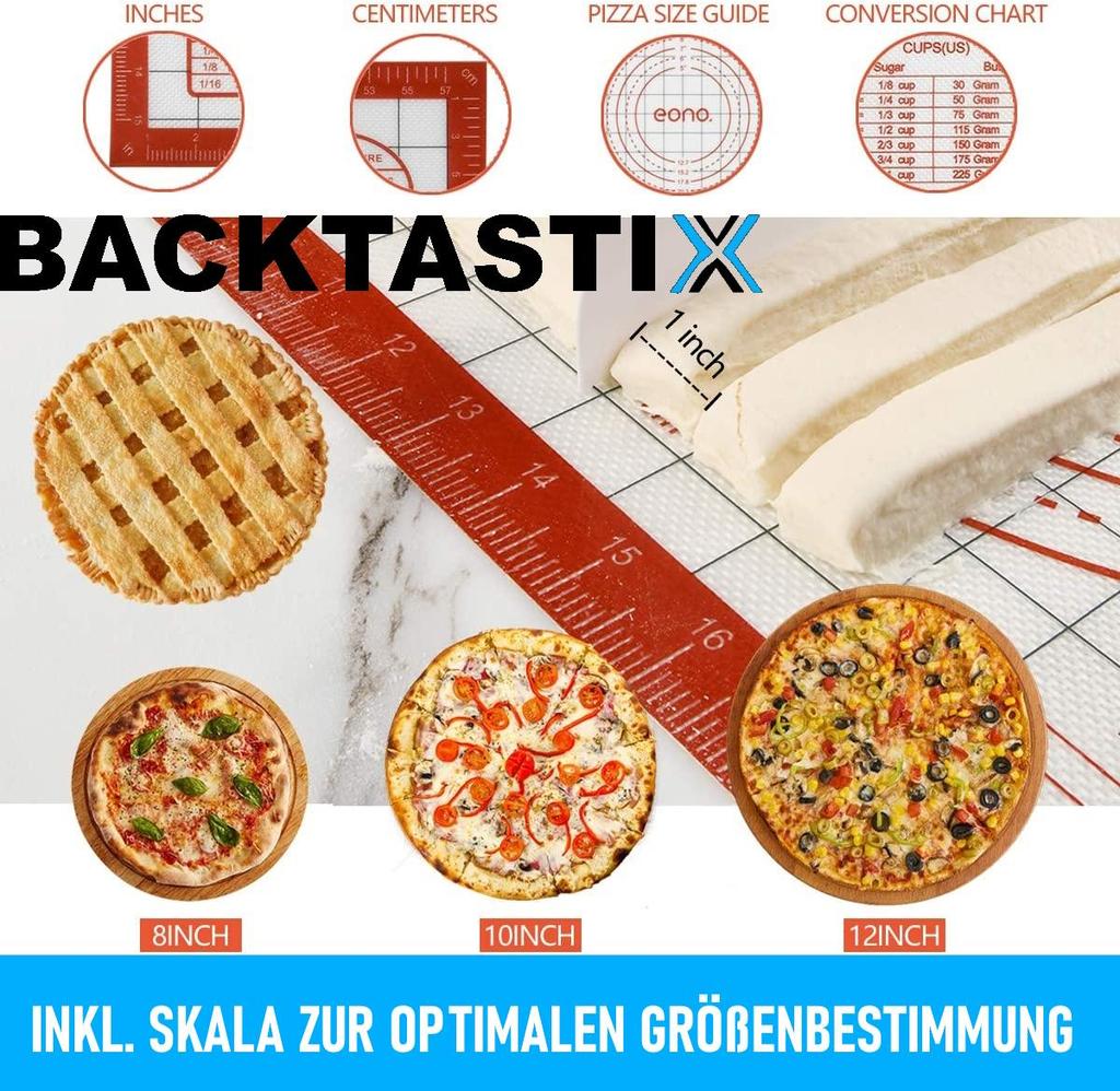 BACKTASTIX Backmatte Teigunterlage Teigmatte Fiberglas Rollmatte Ausrollmatte