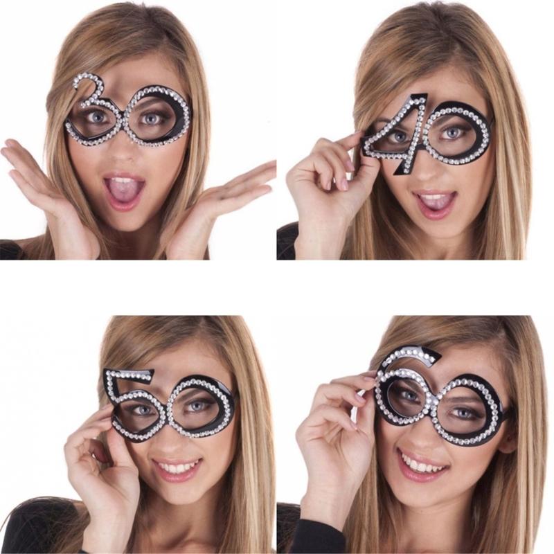 Number Crystal Frame Party Dress-up Glasses for Adults Birthday Christmas Party