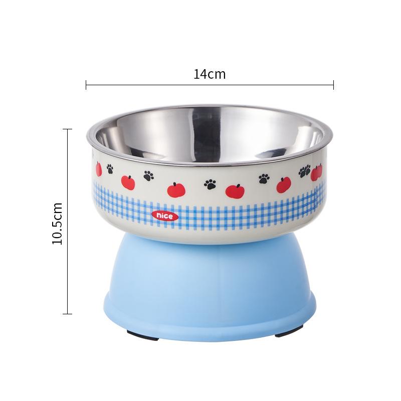 Cute Cartoon Elevated Cats Feeder Bowl Pet Neck Protection Stylish Stainless Steel Large-Capacity Anti-Choking Raised Pet Bowl