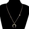 Simple Five-pointed Star Crescent Moon Pendant Necklace, Women's Fashion Trend Alloy Short Item Jewelry