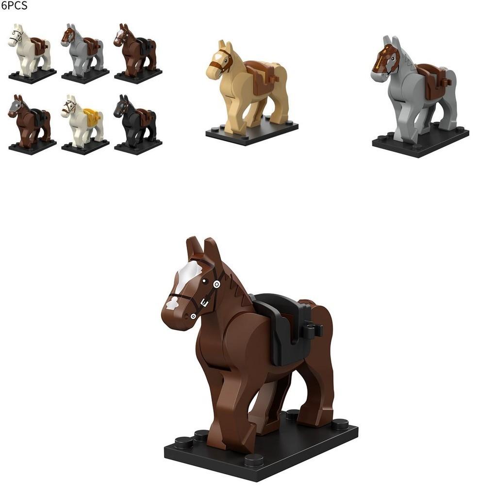 Vintage Brown Military Horse Abs Plastic Building Blocks Toy