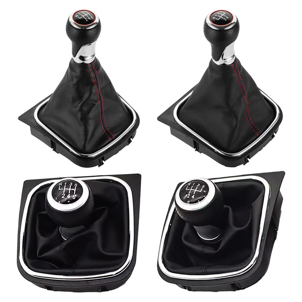 High-quality 5/6 Speed Car Accessories Gear Shift Knob Leather Manual Stick HandBall For VW Golf 5/6 MK5 MK6 Scirocco(2009)