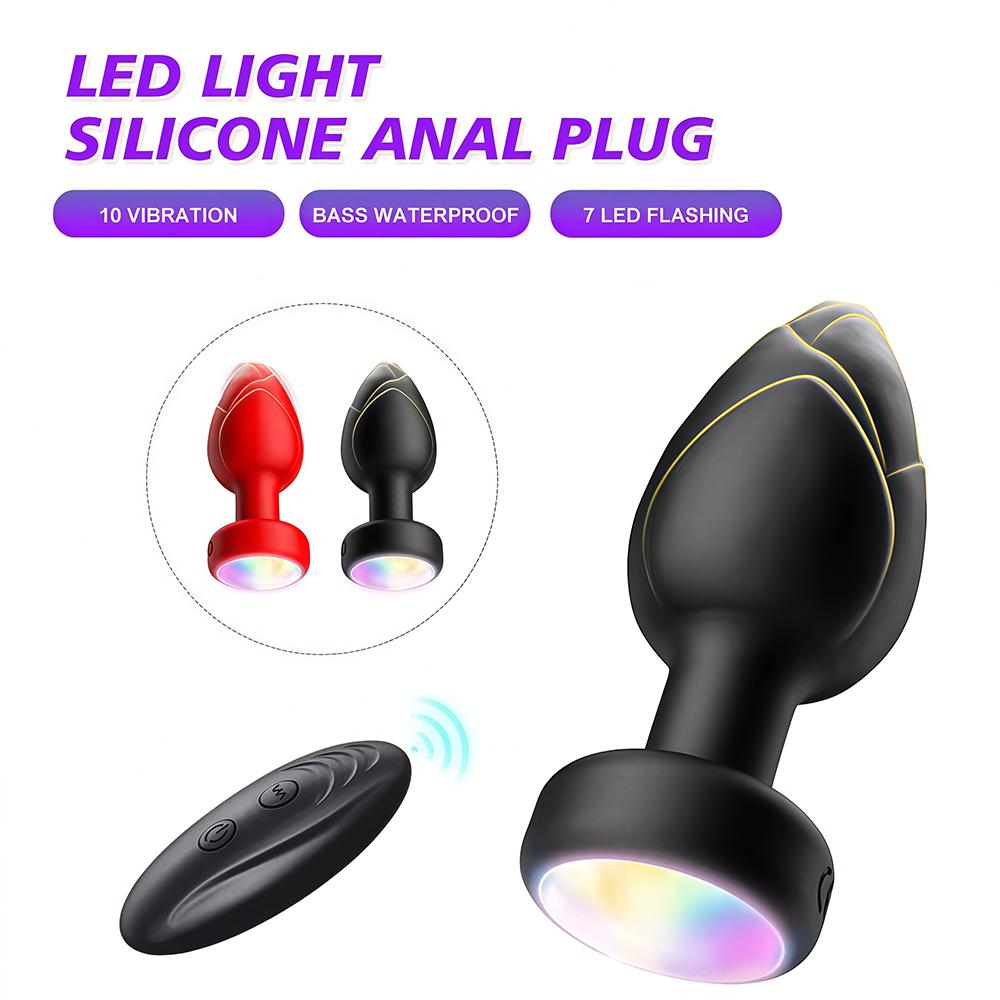 Anal Plug Vibrator Butt Plug Prostate Vibrating Massager Remote Control Female Masturbator Sex Toy for Couple with LED Light