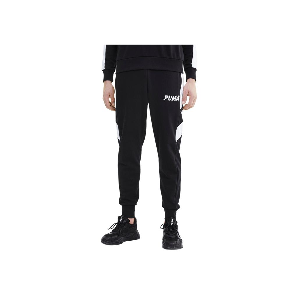 Puma Modern Logo Color Block Casual Sweatpants Men Bottoms Black 585198-01