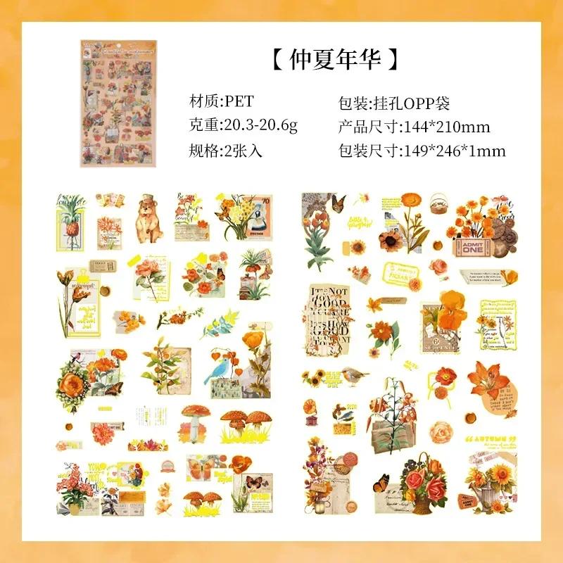 2 Sheetspack Fleeting Pictorial Clear Pet Retro Bronzing Die-Cut Stickers Diy Creative Collage Scrapbooking Journaling Material