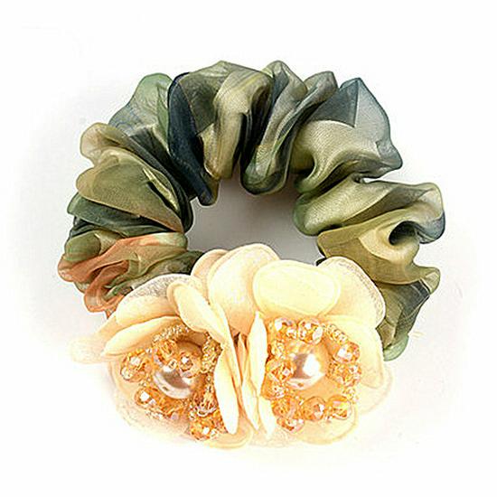 

Шелковая резинка для волос с цветком - Корейский стиль, аксессуар для пучка для женщин