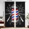 Barbers-style Scissors Combs with Striped Rods and American Flag Pattern Printed Curtains, Home Decorations, Room Decorations