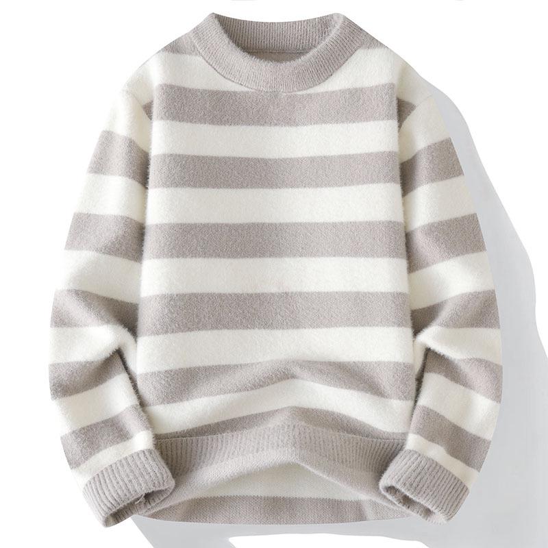 In Stock: Men s Faux Mink Velvet Fashion Sweater - Autumn/Winter Knitted Base Layer XXL