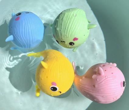 1/4Pcs Baby Bath Toy Sponge Water Absorbing Whale Squeeze Stress Relief Summer Swimming Play Water Toy For Kids Tpr Squishy