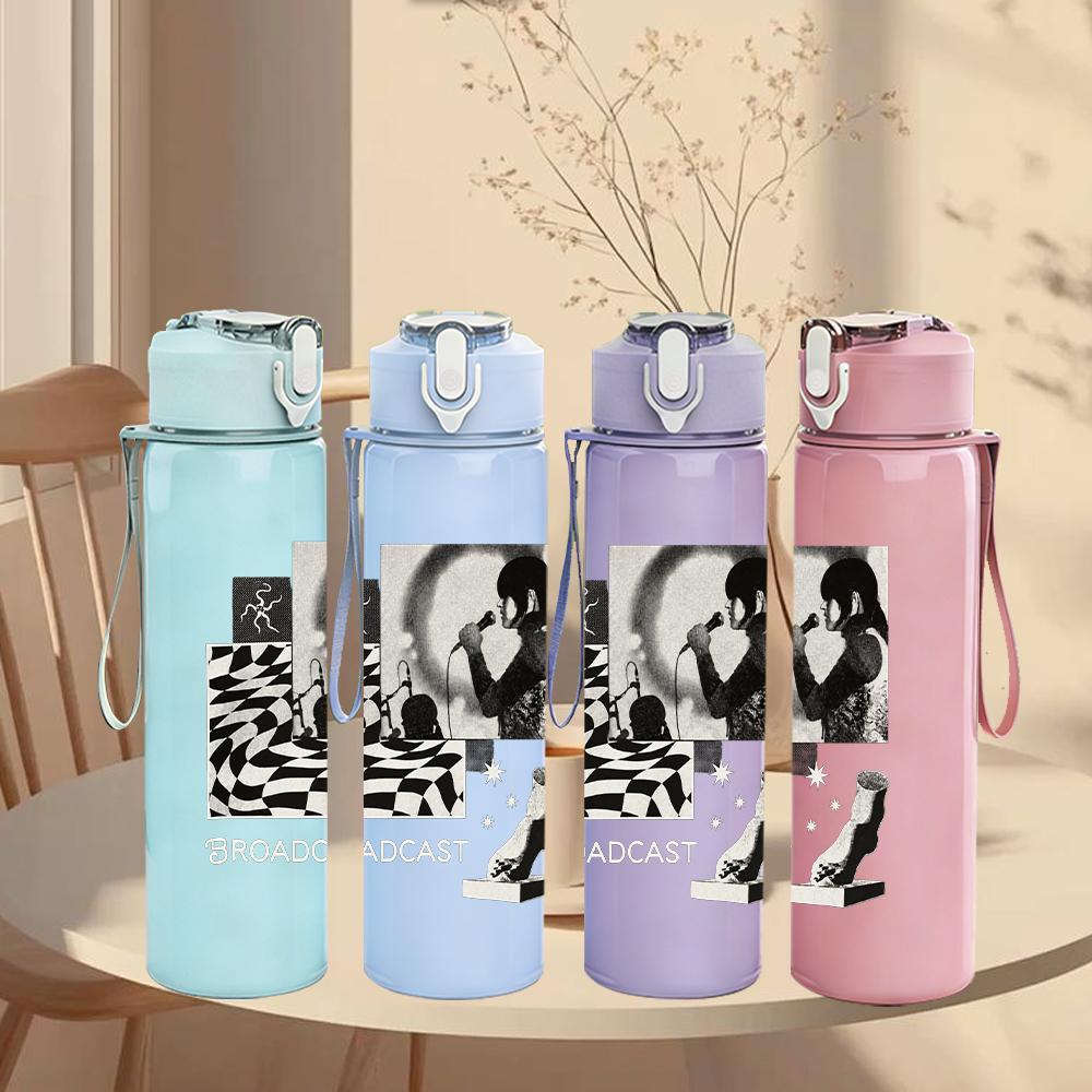 1PC Black White Band Grid Collage Print 750ml Portable Sports Water Bottle Leakproof Gym Outdoor Travel Drink Cup