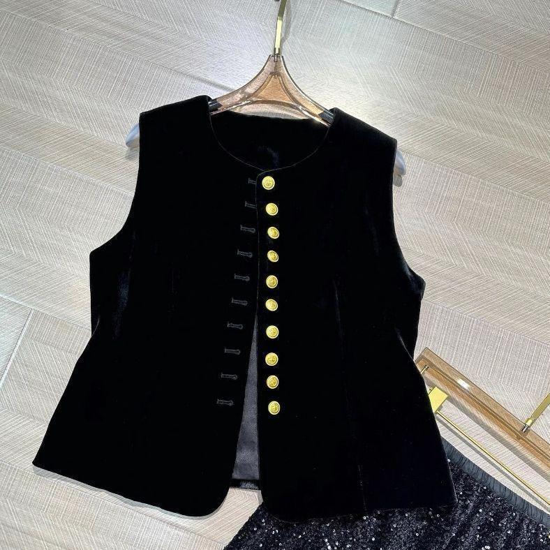 Women's 2025 velvet vest temperament luxury design sense versatile and thin sleeveless vest