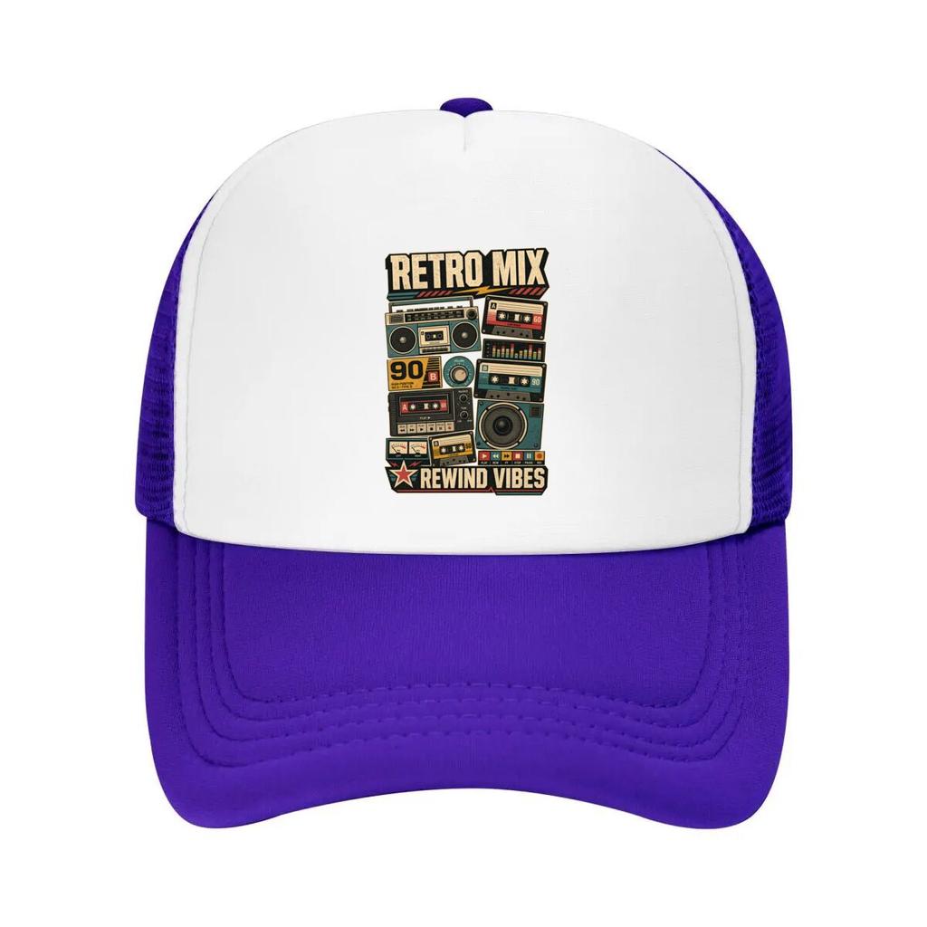 Retro Boombox Mix Tape Revival Mesh Baseball Cap Casual Hat Outdoor For Womens Unisex FeUnisex