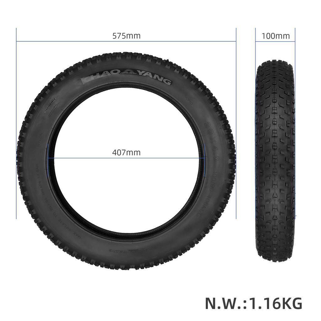 Chaoyang 20*4.0 Tlustá vnější pneumatika 20*4.0 Extra široké vnější pneumatiky pro sněžné kolo 20 palců Cross-country Pláž Elektrické vozidlo 20*4.1/4 Vnější pneumatiky pro jízdní kolo