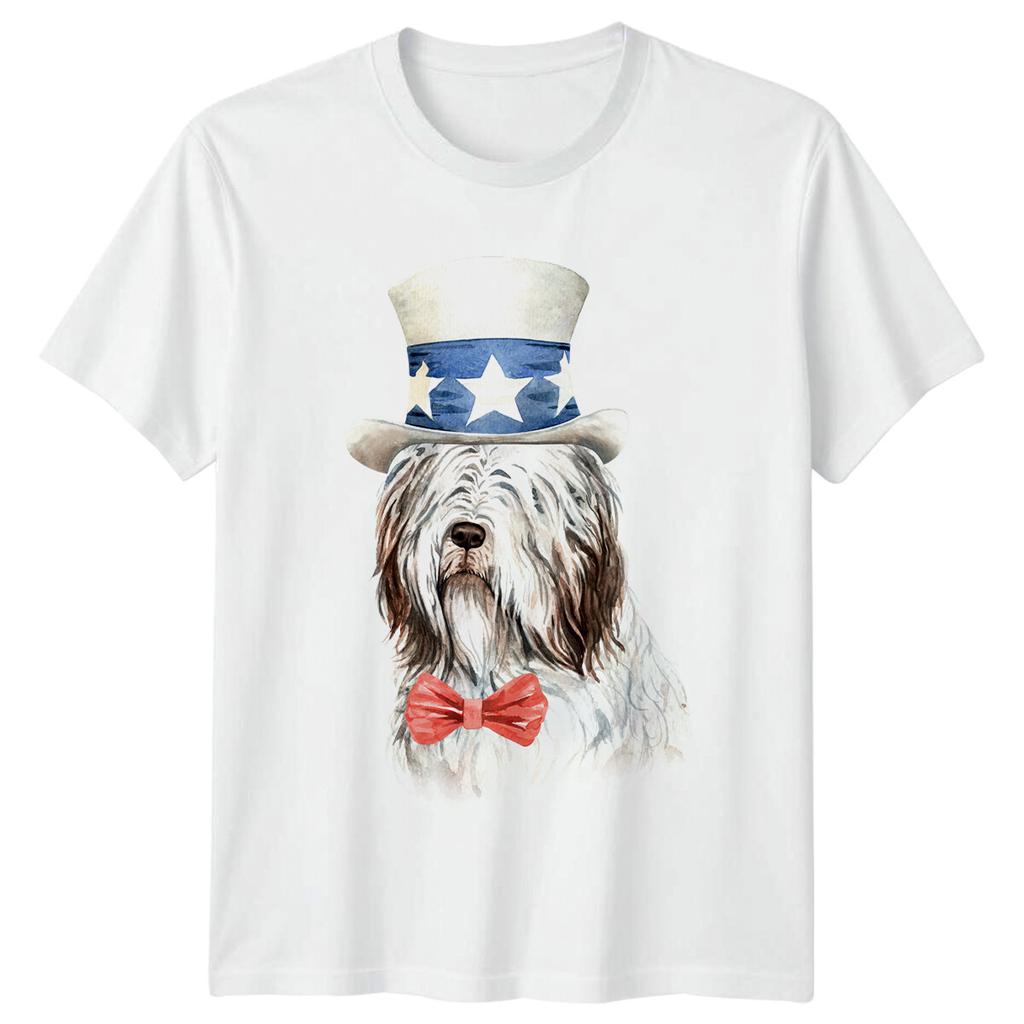 Patriotic Dog American Flag Hat Unisexs TShirt Pet Lovers Tee