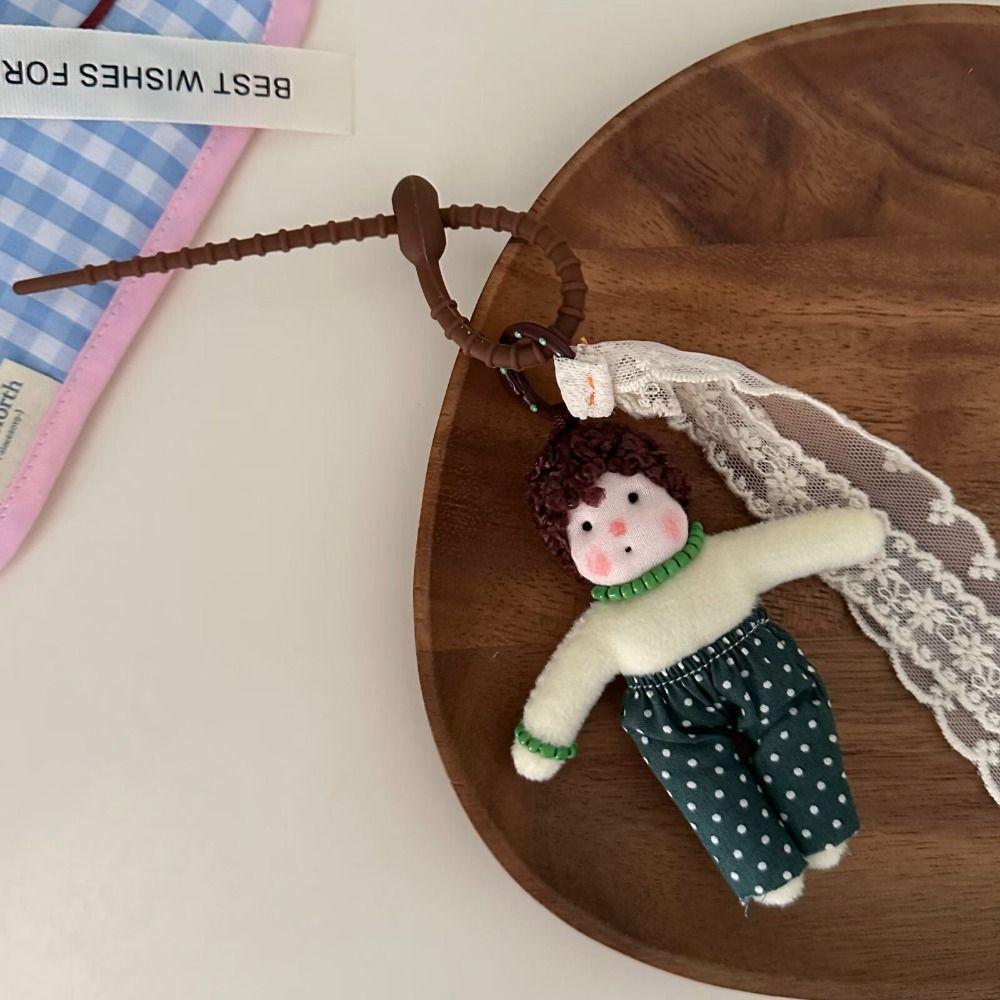 

Anime Curled Mermaid Pendant Bag Pendant Plush Bag Charms Lovely Chubby Doll Key Chain Unisex Style C