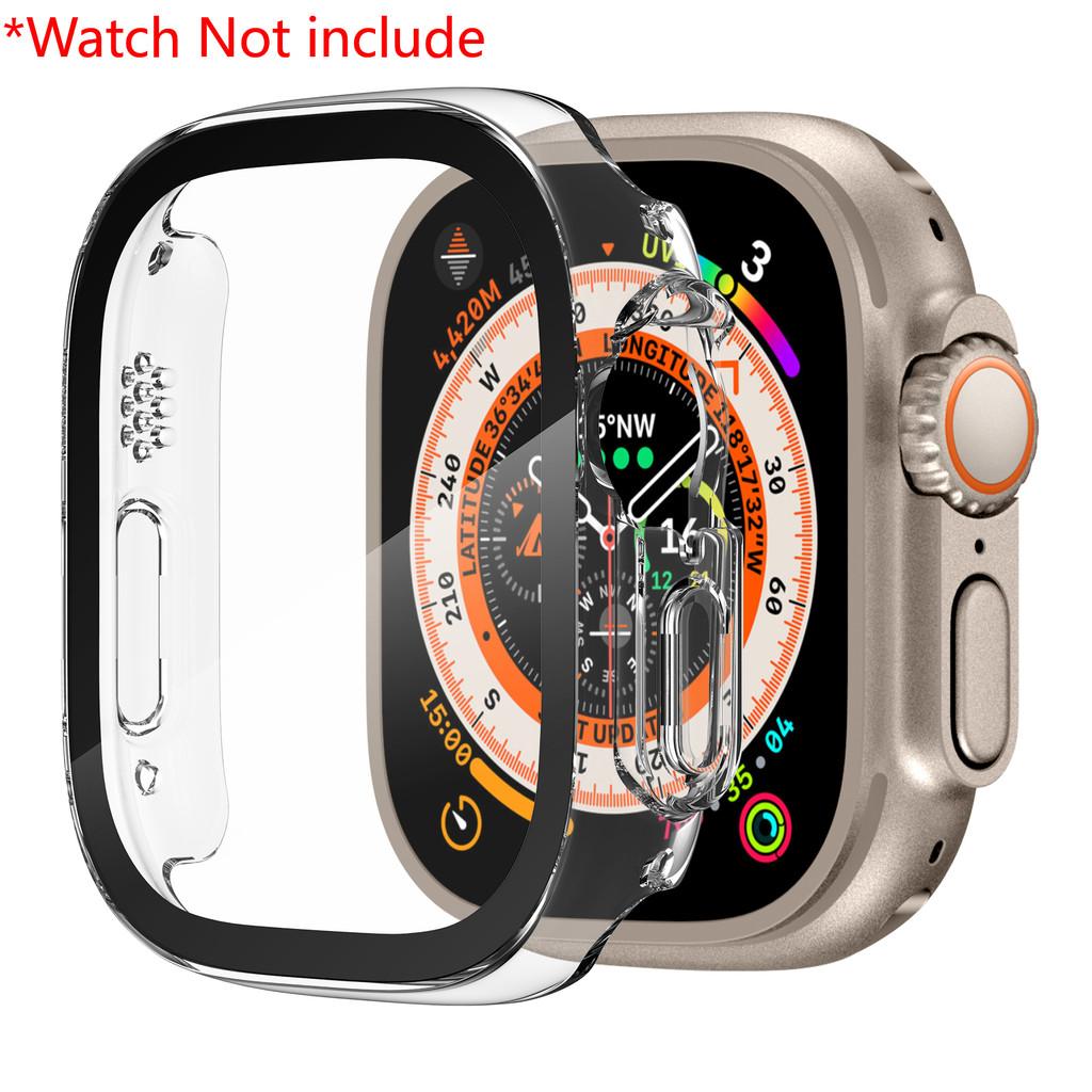 

Cover For Apple Watch Ultra Case 49mm Accessories PC Shockproof Bumper+Tempered Glass Screen Protector iwatch Series Ultra 2 49mm Ultra 1 2 прозрачный