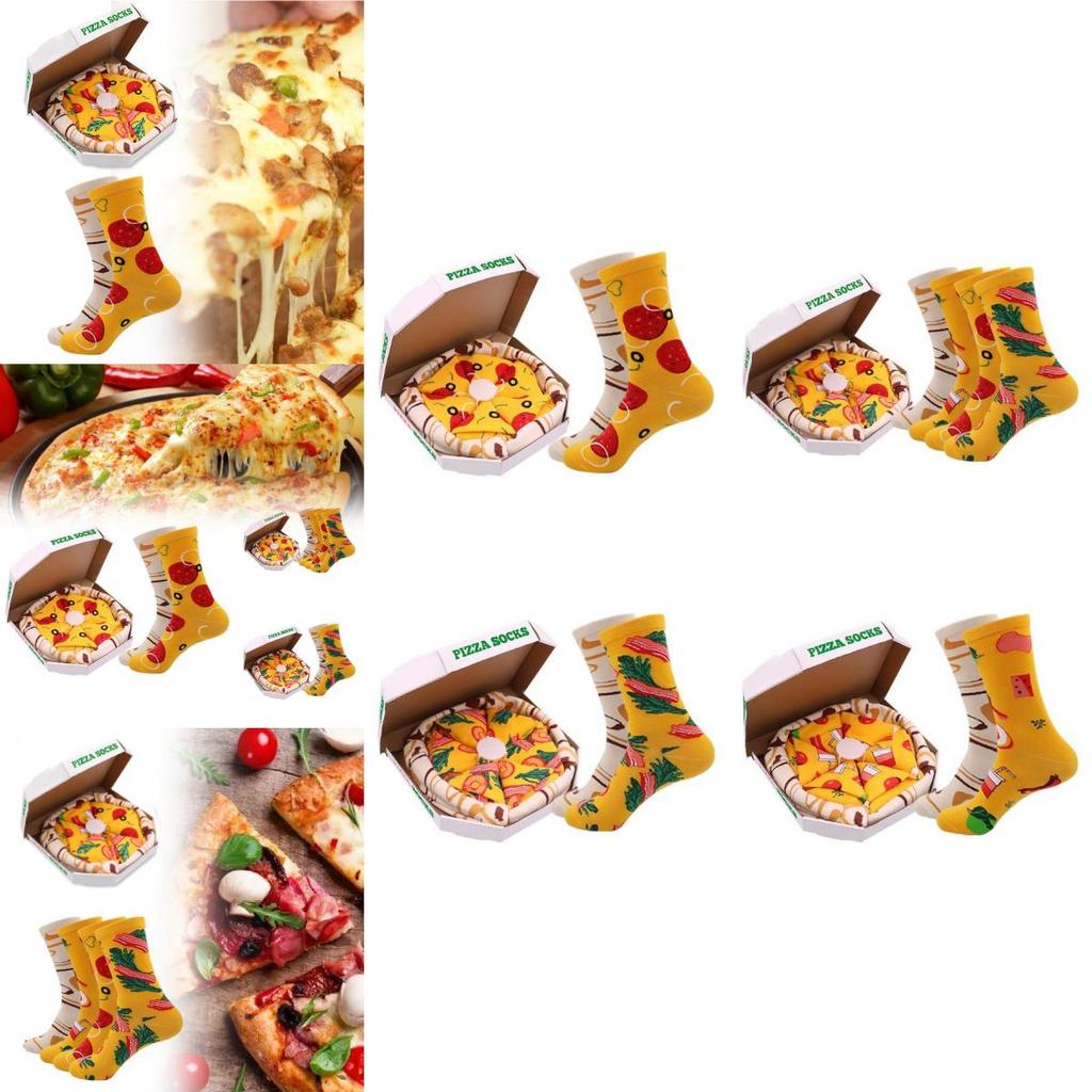 Lustige und farbenfrohe Pizza-Socken-Geschenkbox für Männer und Frauen mit kreativen Designs