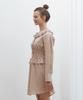 Near And Dear Shirred Waist Check Dress Orange