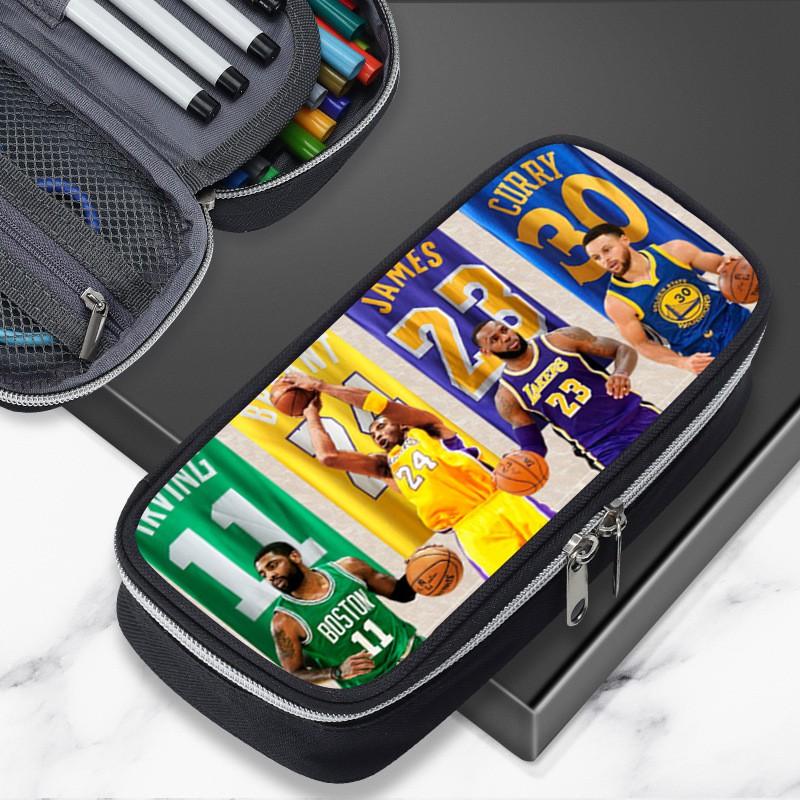 Cartoon NBA Basketball Star Stephen Curry Inspired Pencil Case Kids Boys Girls Large Capacity School Organizer