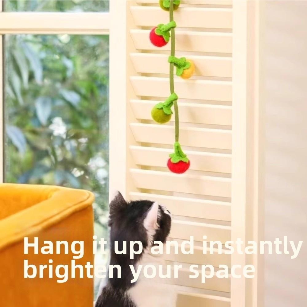 Cat Accessories Bite Resistant Tomato Cat Teaser with Bell Boredom Relief Interactive Kitten Teaser Rope Self Play