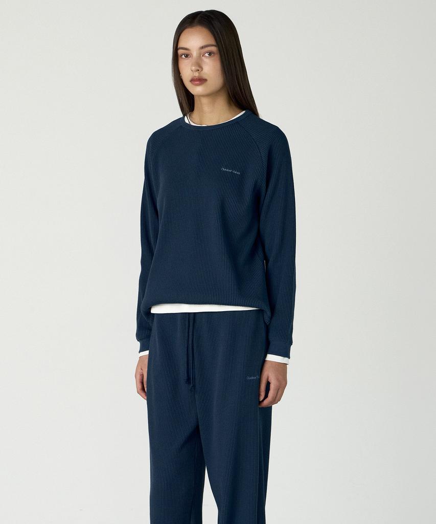 OUTDOOR VOICES Waffle Raglan Long Sleeve Tee (Navy)