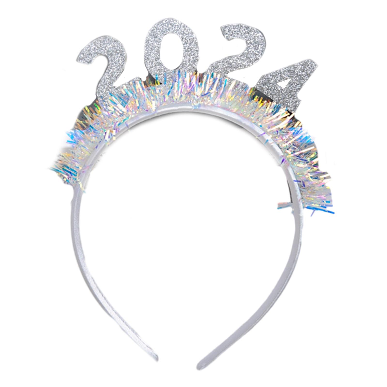 

New Year Hairband Women Students Music Festivals Photography Hairband Sequins Letter Headbands for Taking Photo серебряный