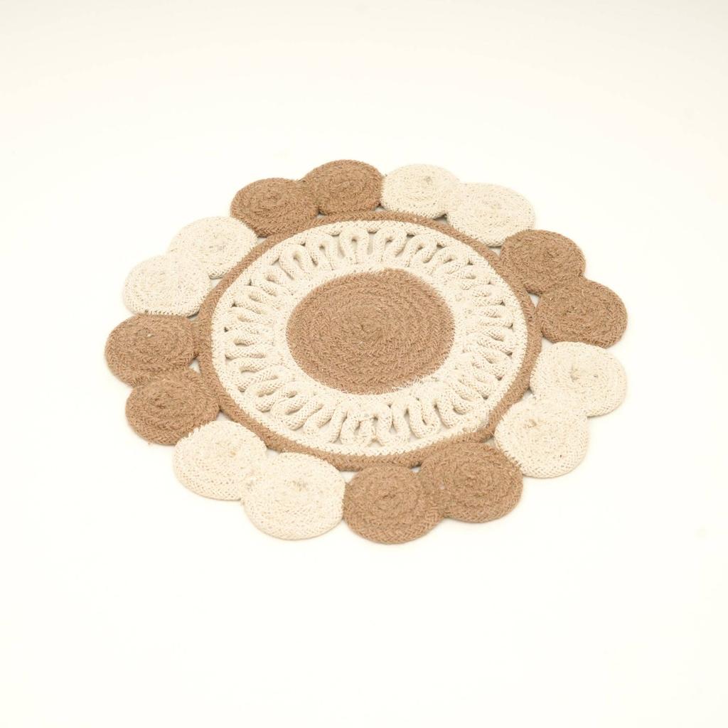 Beige Cotton Braided Placemat -Handcrafted Durable Table Mat for Dining