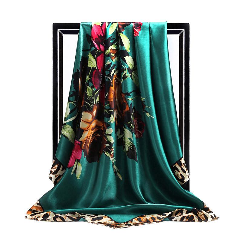 New Women Silk Scarf For Neck Hair Designer Bag Warp Soft Neckerchief Hijab Headscarf Female Foulard Print Paisley Scarf 90*90cm
