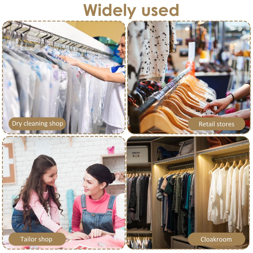 50/60/70 Pcs Clear Garment Dust Bags Plastic Clothes Hanging Protector Bags Waterproof Dry Cleaning Bags for Dry Cleaner Storage