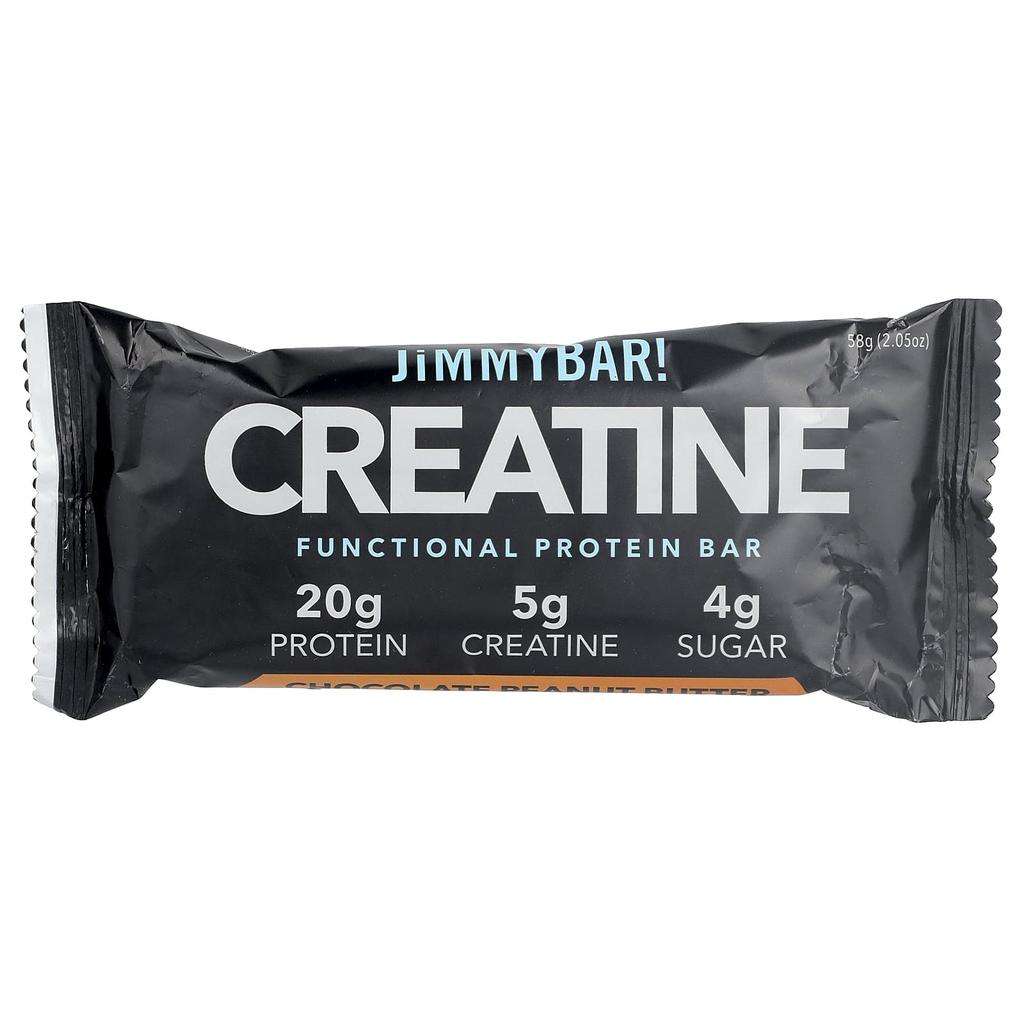JiMMY!, Bars With Benefits™, Creatine Functional Protein Bar, Chocolate Peanut Butter, 12 Bars, 58g (2.05oz) Each