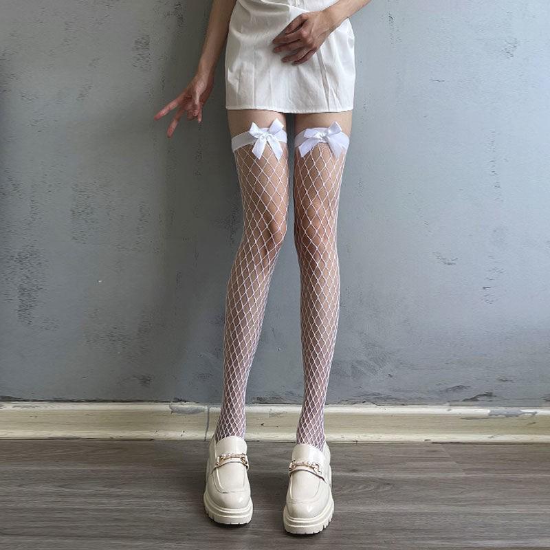 Black Lace Lolita Fishnet Over-the-Knee Stockings