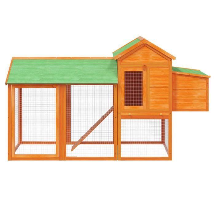 VidaXL Brown Chicken Coop 193x65x117 Cm Solid Pine Wood 172232
