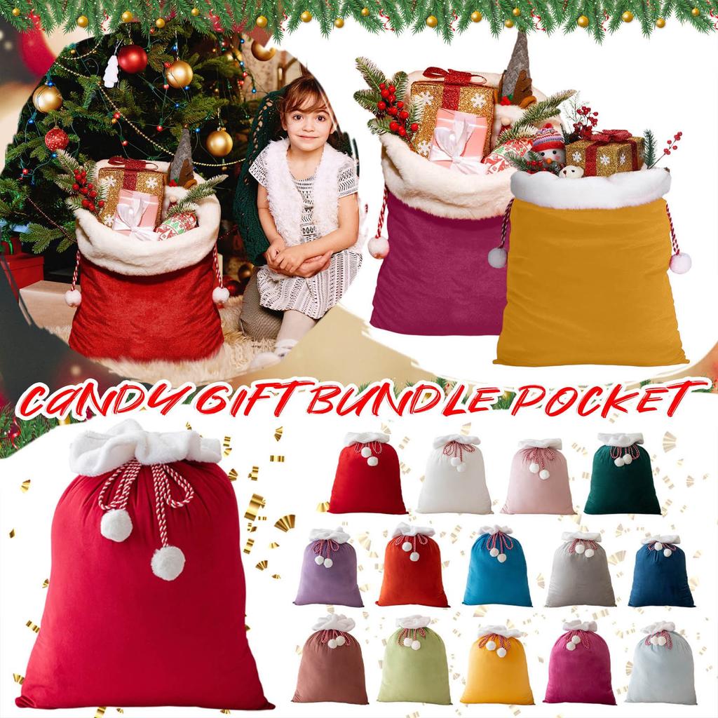 Christmas Gift Bag Candy Gift Drawstring Bag Christmas Velvet Bag