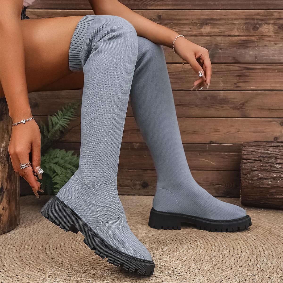 

Women Fashionable Knee-high Sock Boots 2025 New Trendy Large Size Shoes Women Comfortable Platform Ankle Boots Zapatos De Mujer 35