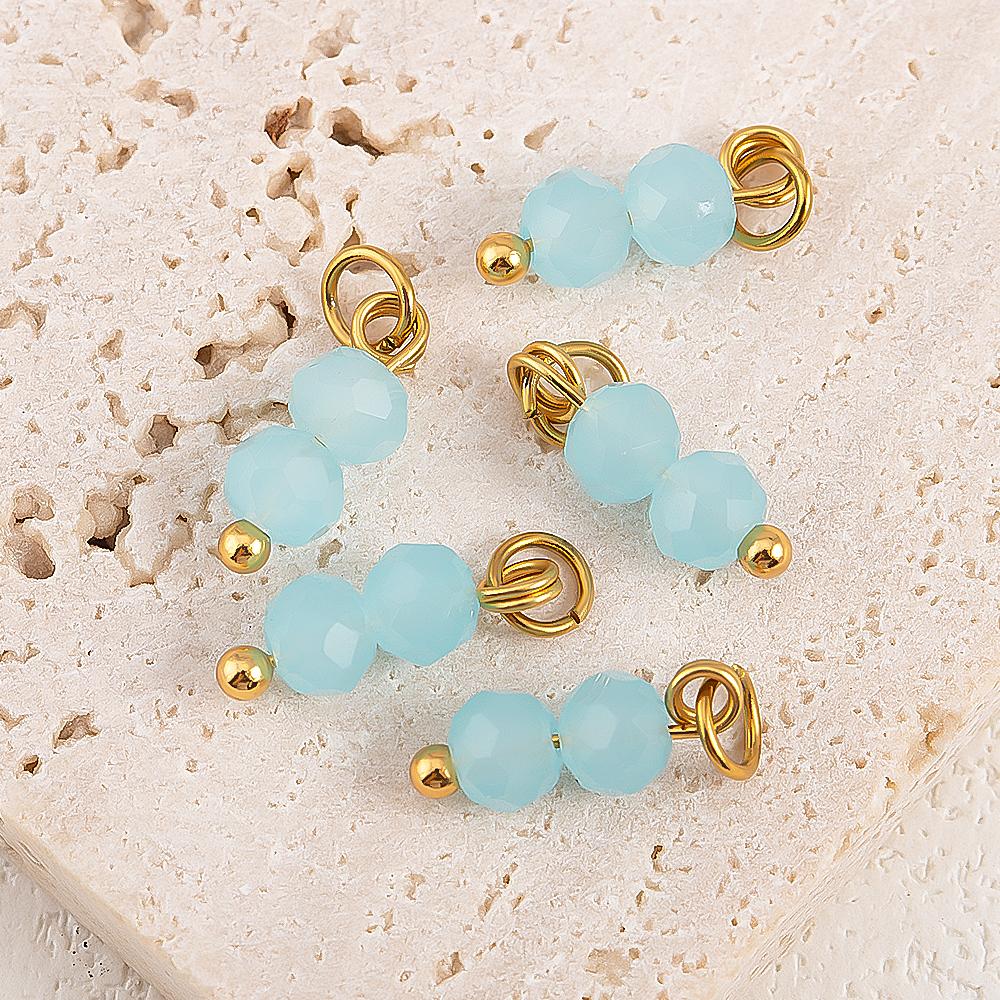 5pcs Multi-faceted Colored Double-bead Stainless Steel Pendant Compact and Exquisite for DIY Hairpin Pendant Accessory Materials