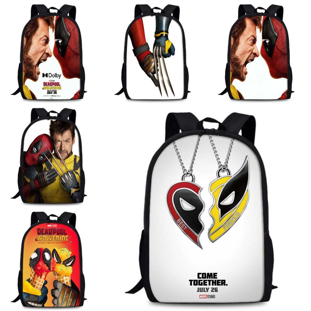Großes Fassungsvermögen Deadpool und Wolverine Rucksack für die Schule Unisex Design